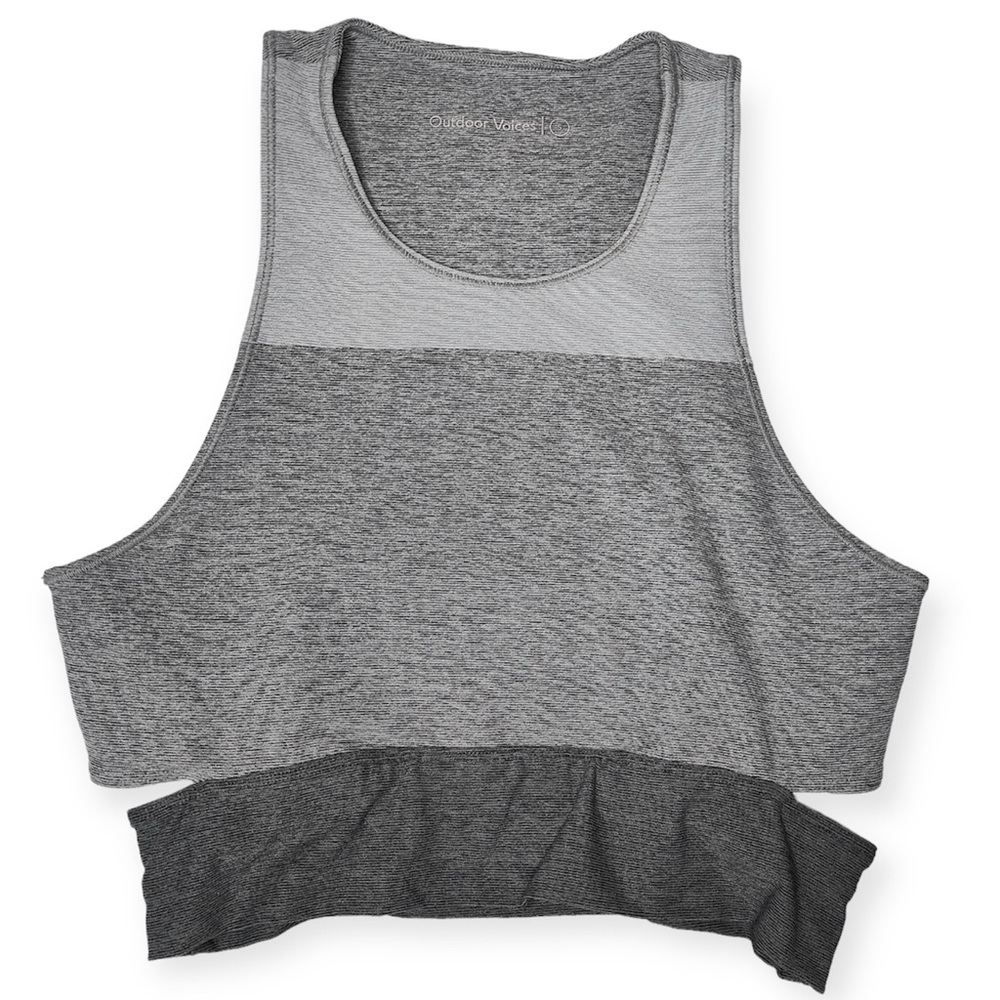 Outdoor Voices Grey Neutral Tri-Color Slashback Cutout Crop Top Size Small